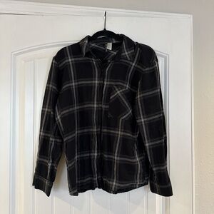 Divided Black and White Plaid Shirt